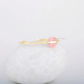 Rhodochrosite Bracelet - Adjustable Bangle - Silver Cuff Bracelet - Gold Plated Bracelet - Marquise 8x16mm Gemstone Bracelet - Gift for Her